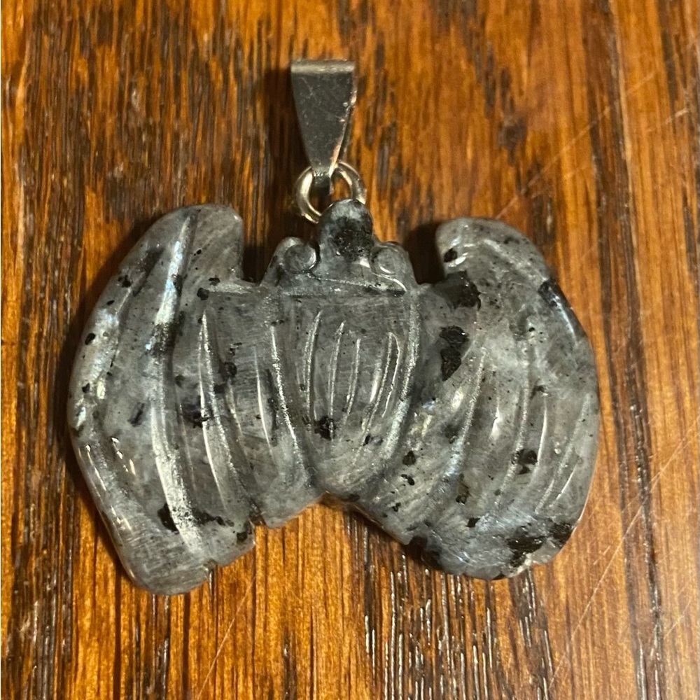 Granite Gray& Black Speckled Quartz Bat Charm